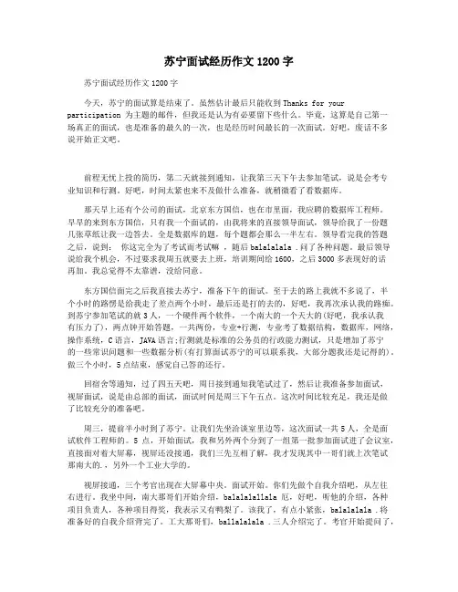 苏宁面试经历作文1200字