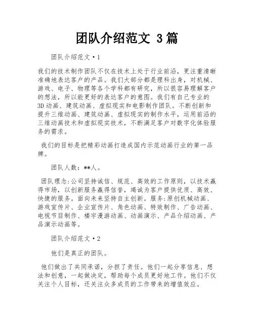 团队介绍范文 3篇