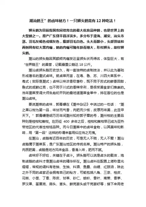 潮汕鹅王”的卤味秘方！一只狮头鹅竟有12种吃法！