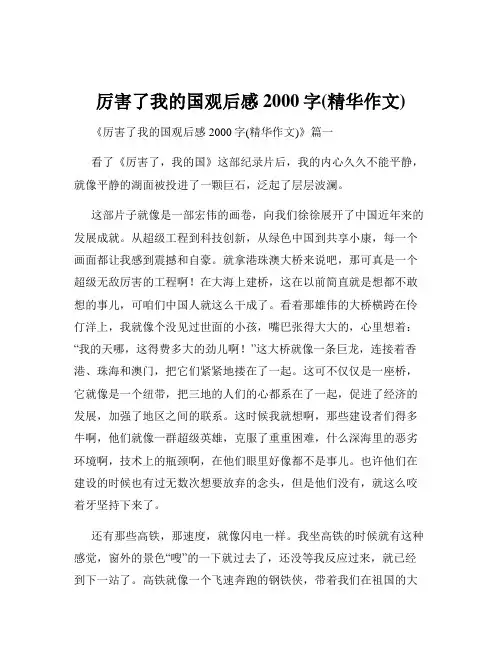 厉害了我的国观后感2000字(精华作文)