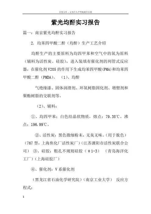 紫光均酐实习报告