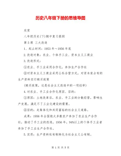 历史八年级下册的思维导图