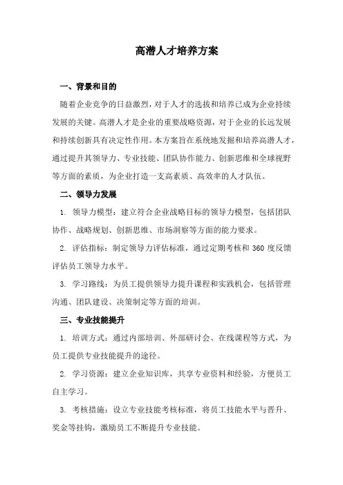 高潜人才培养方案