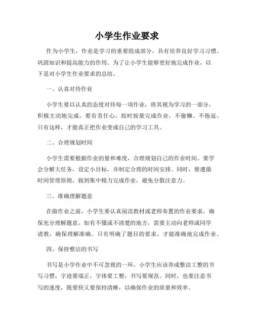 小学生作业要求