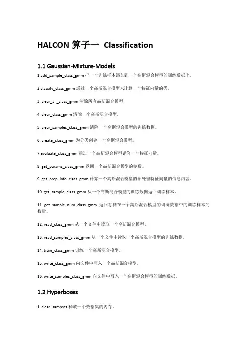 Halcon十九类算子汇总