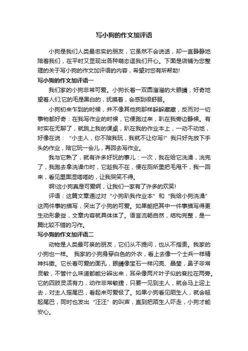 写小狗的作文加评语