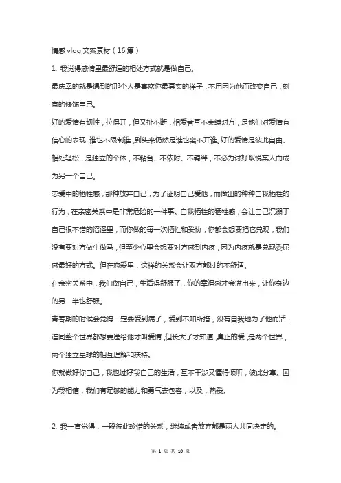 情感vlog文案素材(16篇)