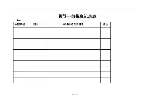 领导干部现场带班记录表