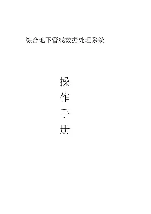 综合地下管线数据处理系统操作手册
