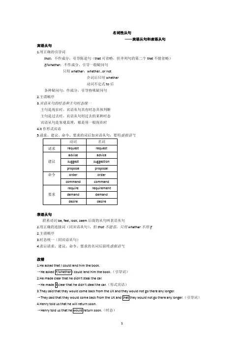 名词性从句——宾语从句和表语从句