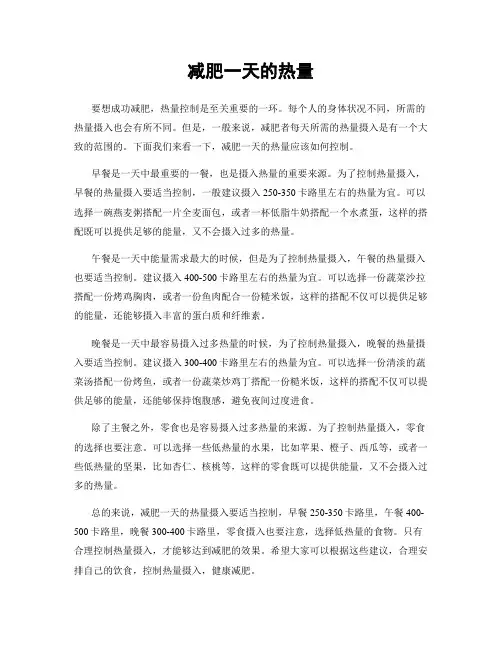 减肥一天的热量