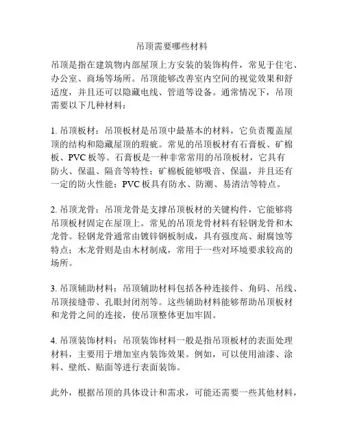 吊顶需要哪些材料