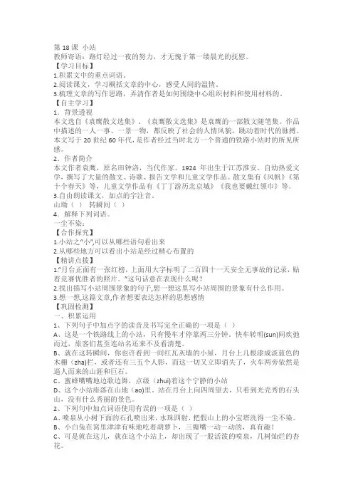 第18课《小站》学案