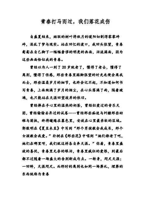 青春打马而过,我们落花成伤