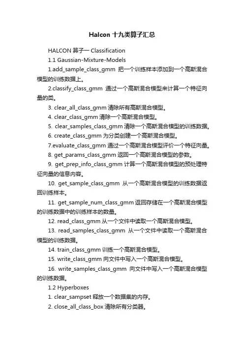 Halcon十九类算子汇总