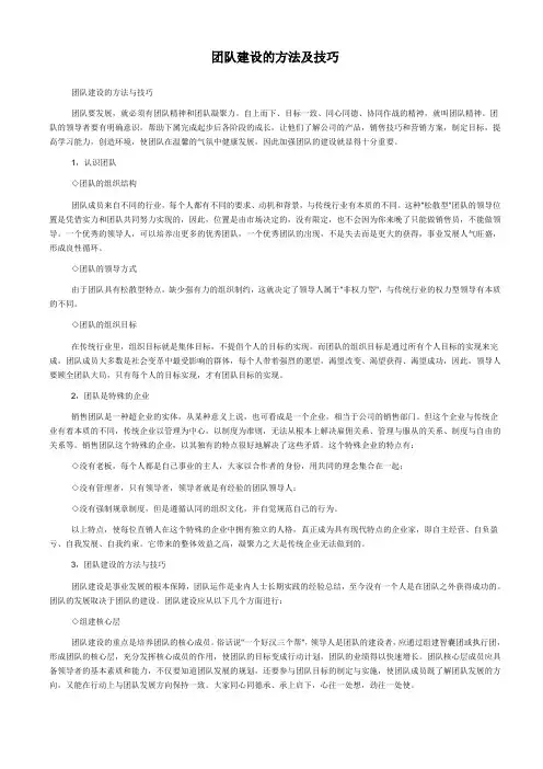 团队建设的方法及技巧