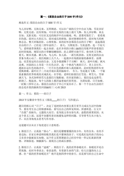 在什么的日子里作文600