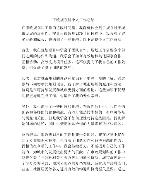 市政规划科个人工作总结