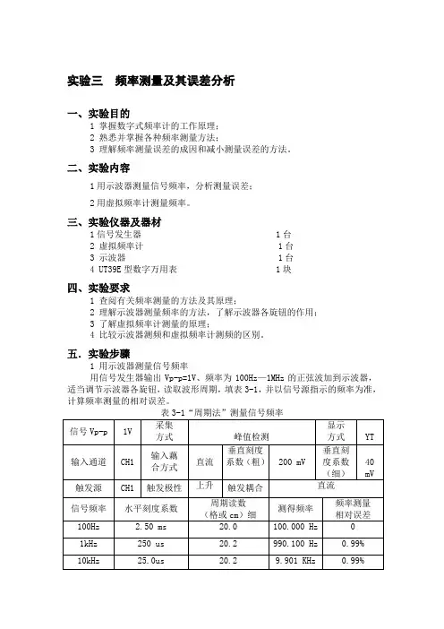 电子测量实验-频率测量及其误差分析