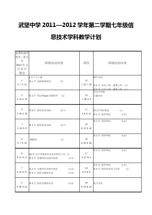 (完整版)信息技术七年级教学计划
