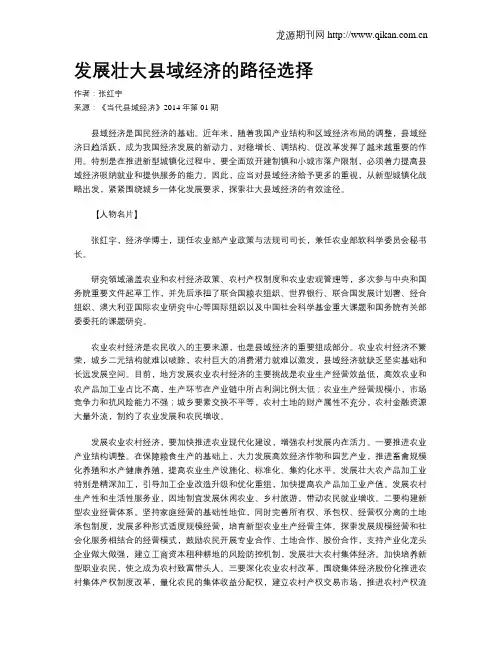发展壮大县域经济的路径选择