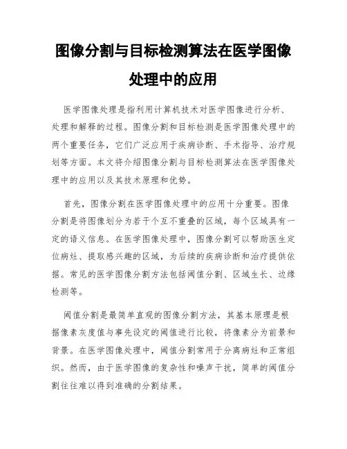 图像分割与目标检测算法在医学图像处理中的应用