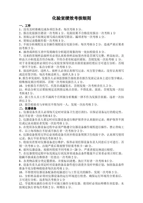 实验室绩效考核细则