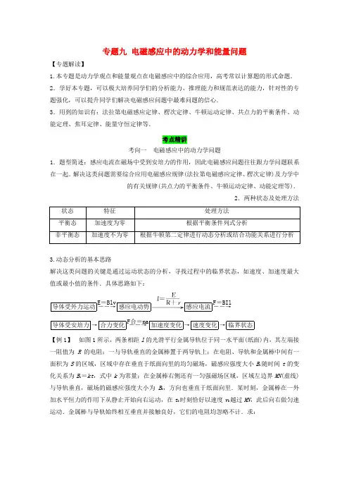 高考物理一轮复习专题九电磁感应中的动力学和能量问题精讲深剖