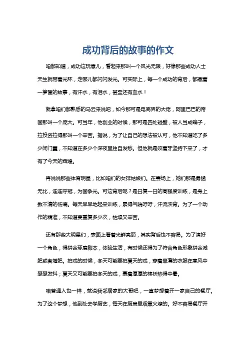 成功背后的故事的作文