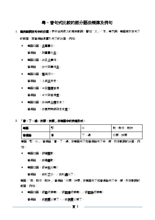 广东话语法 Grammar