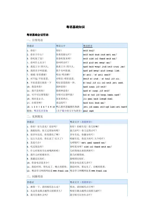 粤语学习基础知识