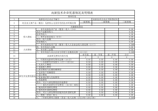 《高新技术企业优惠情况及明细表》