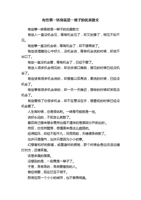 有些事一转身就是一辈子的优美散文