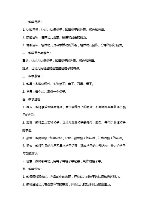 中班科学教案《好玩的桔子》