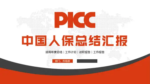 简洁中国人民财产保险PICC人保财险PPT模板【精美PPT模板可修改】