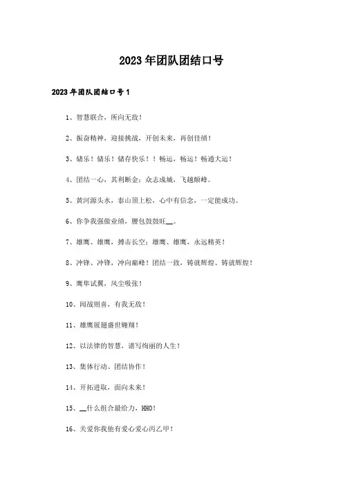 2023年团队团结口号