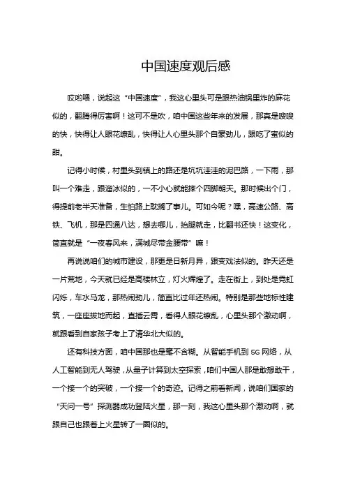 中国速度观后感