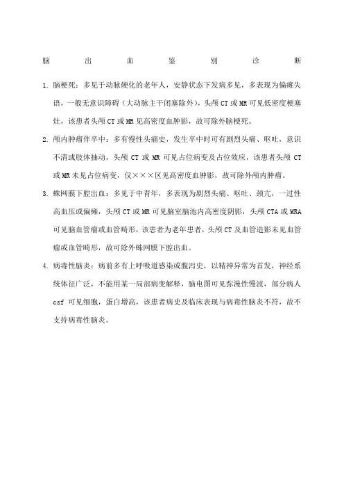 鉴别诊断脑出血