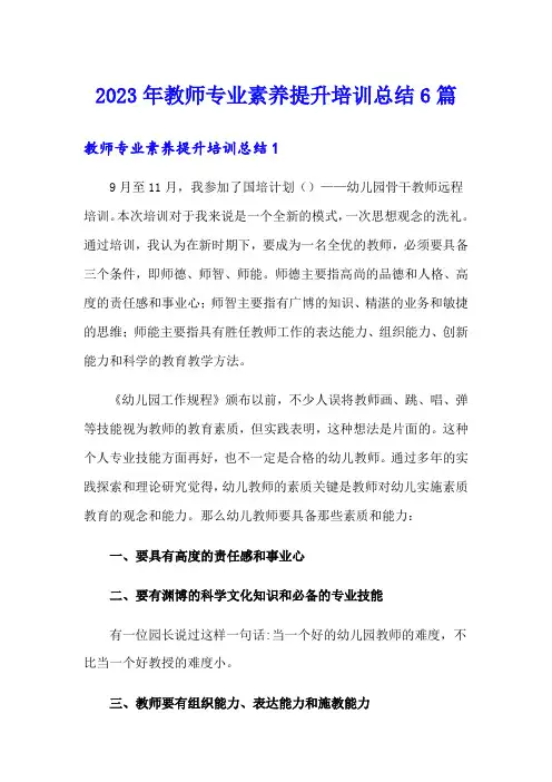 2023年教师专业素养提升培训总结6篇