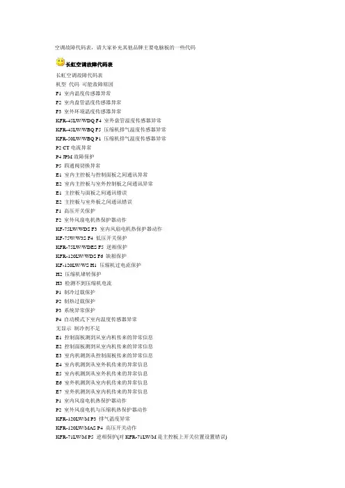 空调故障代码表