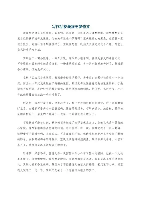 写作品梗概狼王梦作文