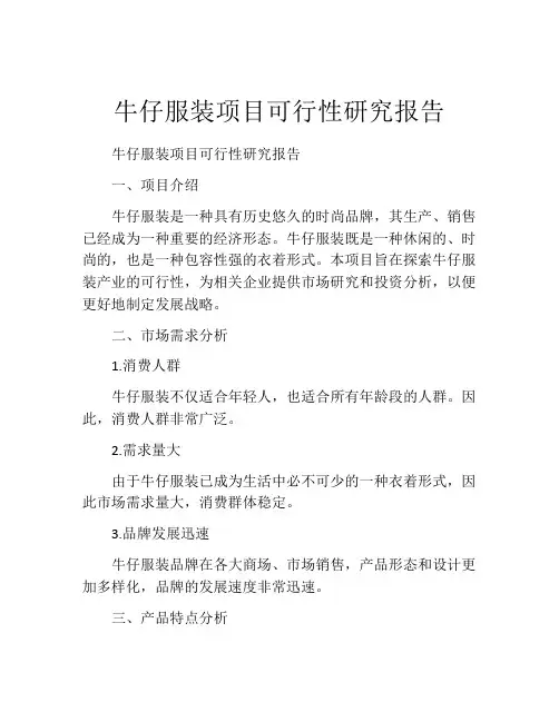 牛仔服装项目可行性研究报告