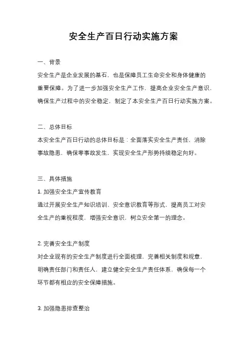 安全生产百日行动实施方案
