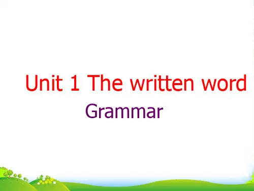 高中英语 Unit1 Grammar课件 牛津译林版选修8
