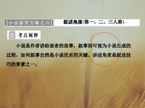 最新-2021学年高中语文选修 中国小说欣赏小说鉴赏方略之六 叙述角度 共20张 精品