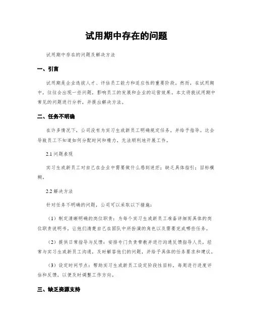 试用期中存在的问题