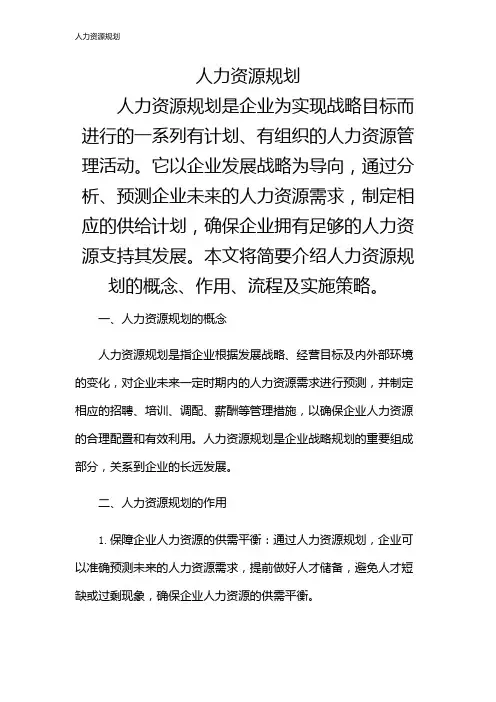 人力资源规划