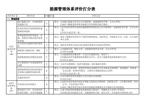 能源管理体系评价打分表(全面,详细,规范)