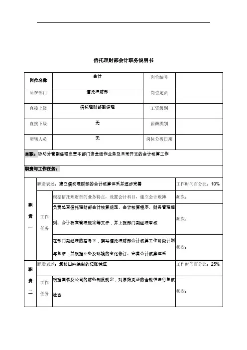 信托理财部会计岗位职务说明(4页)