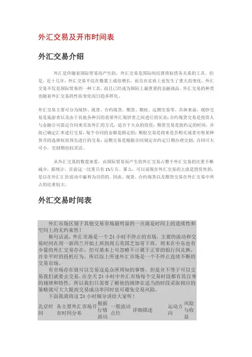 外汇市场交易时间表2